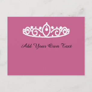 Pink and White Tiara Custom Birthday Party Invite