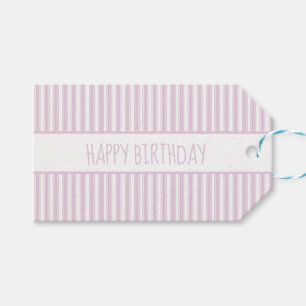 Pink and White Ticking Stripe Personalized Gift Tags