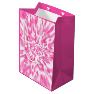 pink and white tie-dyed  medium gift bag
