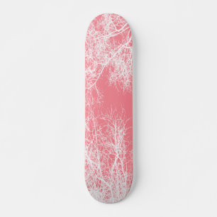 Pink and white trees skateboard