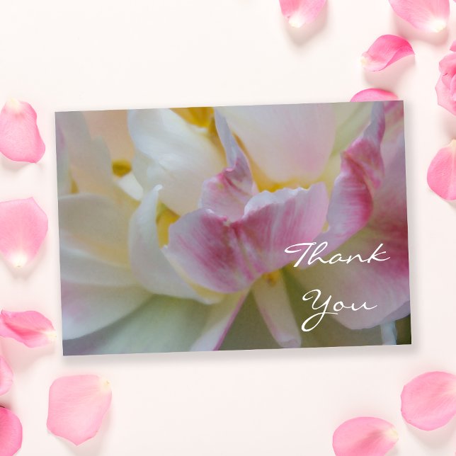 Pink and White Tulip Flower Flat Thank You Notes Invitation (Creator Uploaded)