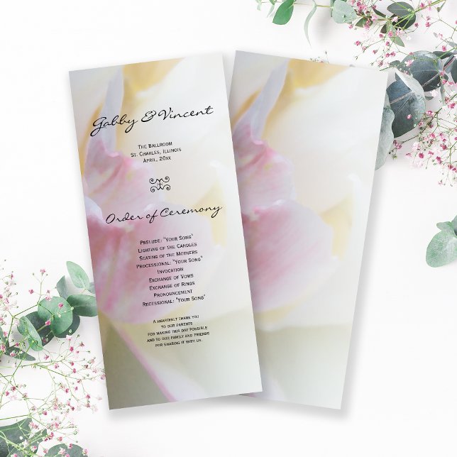 Pink and White Tulip Flower Spring Wedding Program Programme (Creator Uploaded)