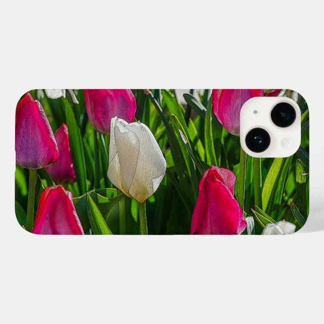 Pink And White Tulips Painterly iPhone Case (Back (Horizontal))