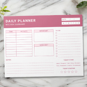 Pink And White Undated Daily Planner To Do List Notepad