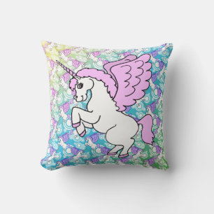 Pink and White Unicorn Graphic Cushion