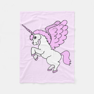 Pink and White Unicorn Graphic Fleece Blanket