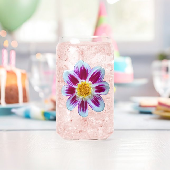 Pink and White Variegated Dahlia Floral Can Glass (Insitu (Birthday))
