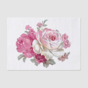 Pink and White Vintage Roses Tissue Paper