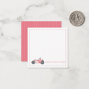 Pink and White Vintage Toy Car Personalised Card
