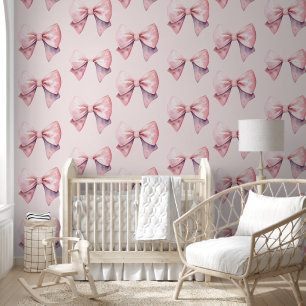 Pink and White Watercolor Bow Wallpaper