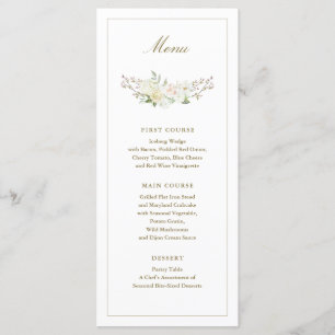 Pink and White Watercolor Floral Flat Menu