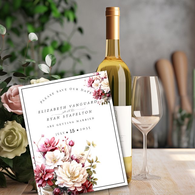 Pink and White Watercolor Flowers Save The Date (Creator Uploaded)