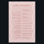 Pink and White Wavy Border Ceremony Program<br><div class="desc">Designed to coordinate with our Wavy Border Collection, this modern ceremony program card features the trendy & popular wavy border in white colour on pink background. If you want to catch your guest's attention with a pop of colour on your trendy invitation, this suite is perfect for you. For more...</div>