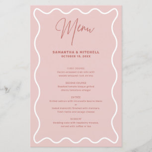 Pink and White Wavy Border menu card