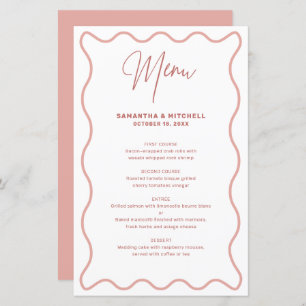 Pink and White Wavy Border menu card