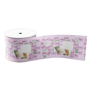Pink and White Wedding Anniversary Ribbon Grosgrain Ribbon