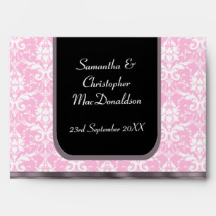 Pink and white wedding damask envelopes