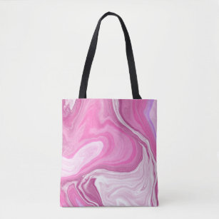 Pink and White with a Touch of Purple Marble Art  Tote Bag