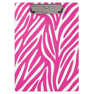 Pink and White Zebra Stripe Pattern Clipboard