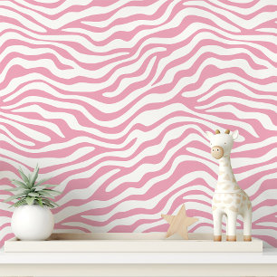 Pink and White Zebra Stripe Wallpaper