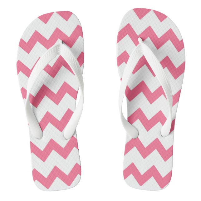Pink and white zigzag chevron design jandals (Footbed)