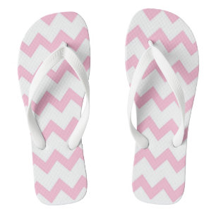 Pink and white zigzag chevron design pastel colour jandals
