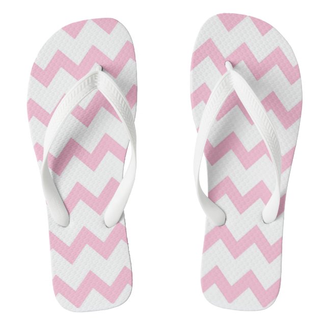 Pink and white zigzag chevron design pastel colour jandals (Footbed)