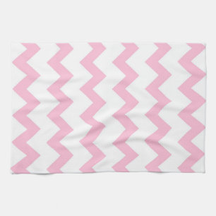 Pink and white zigzag chevron design tea towel