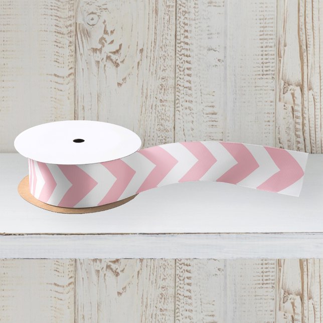 Pink and White Zigzag Chevron Pattern Satin Ribbon (Creator Uploaded)