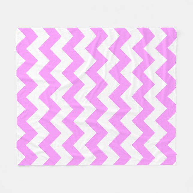 Pink and White Zigzag Fleece Blanket (Front (Horizontal))