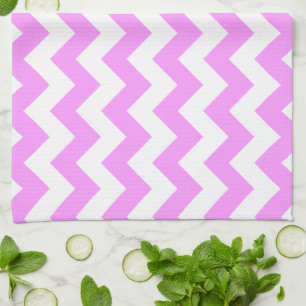 Pink and White Zigzag Tea Towel