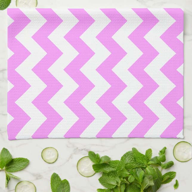 Pink and White Zigzag Tea Towel (Folded)