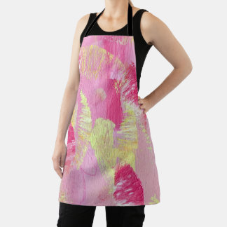 Pink and Yellow Abstract Art All-Over Print Apron