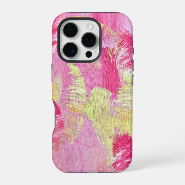 Pink and Yellow Abstract Art Phone Case (Back)