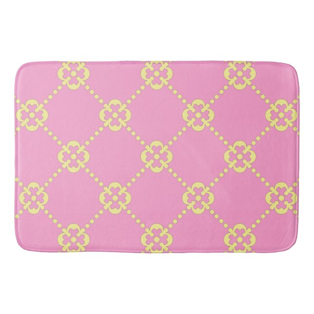 Pink and yellow abstract pattern bath mat (Front)