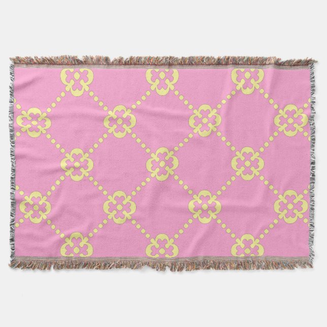 Pink and yellow abstract pattern throw blanket (Front)