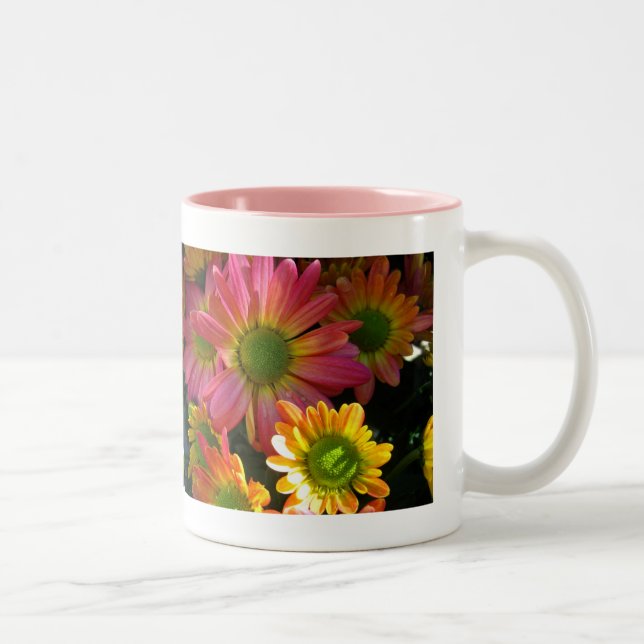 Pink and Yellow Autumn Flowers Beverage Mug (Right)