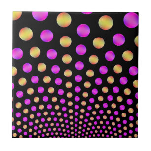 Pink and Yellow Balls on Black  tile