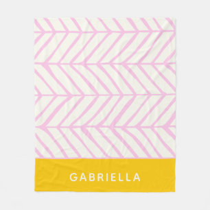 Pink and Yellow Chevron Line Pattern Personalised Fleece Blanket