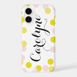 Pink and Yellow Confetti Dots Pattern Personalised