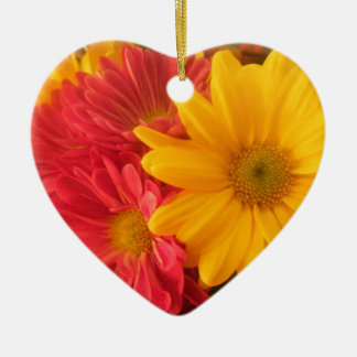 Pink and Yellow Daisies Ceramic Tree Decoration