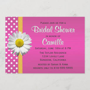 Pink and Yellow Daisy Bridal Shower Invitation