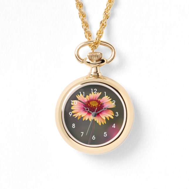 Pink and Yellow Desert Daisy  Watch (Front)
