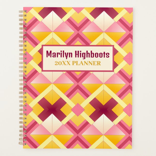 Pink and Yellow Diamonds Planner (Front)