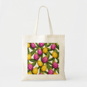 Pink and Yellow Dragon Fruit Pattern Tote Bag