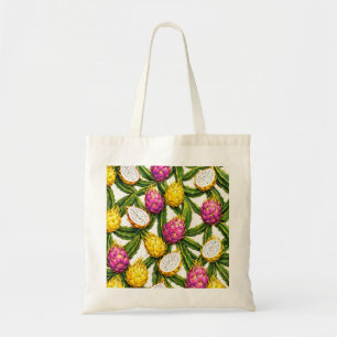 Pink and Yellow Dragon Fruit Tropical Pattern Tote Bag