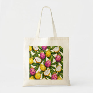 Pink and Yellow Dragon Fruit Tropical Pattern Tote Bag