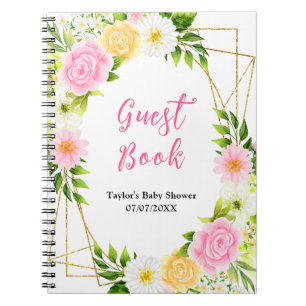 Pink and Yellow Floral Baby Shower Guest Book