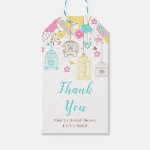 Pink and Yellow Floral Bird Cages Bridal Shower Gift Tags