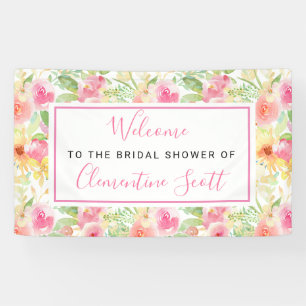 Pink and Yellow Floral Bridal Shower Welcome Banner